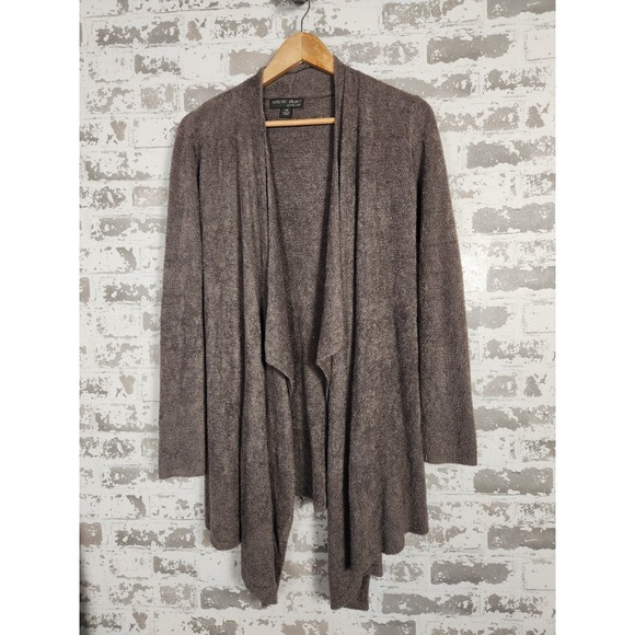 Barefoot Dreams Sweaters - Barefoot Dreams Cardigan Womens S/M Brown CozyChic Lite Open Front Wrap Lounge